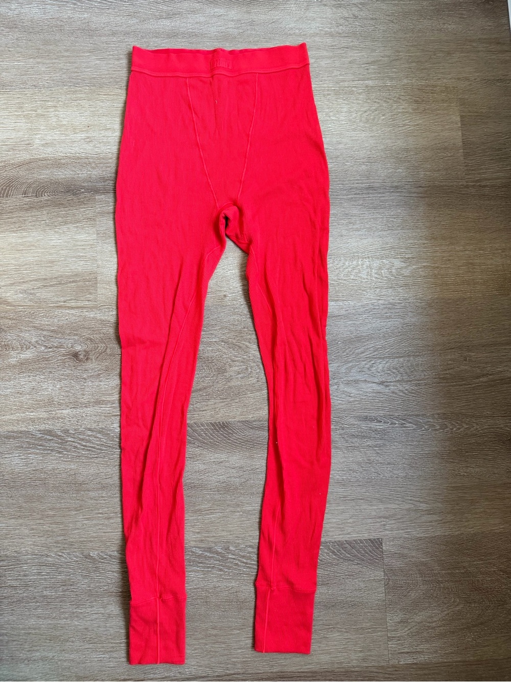 SKIMS Bright Red Ribbed Thermal Leggings